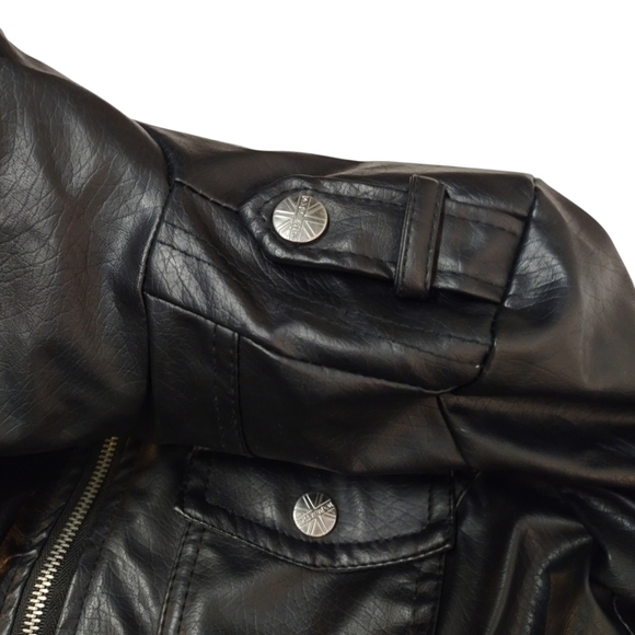 Miss London Women's Black Faux Leather Bomber/Biker Jacket Size M - Picture 5 of 9